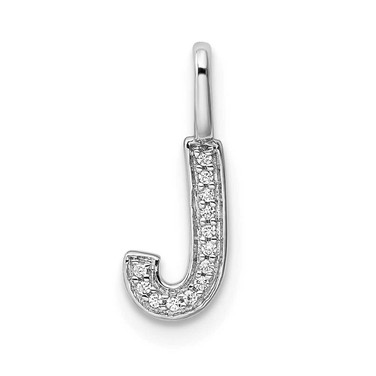 Image of 14K White Gold Diamond Letter J Initial Pendant PM8367J-004-WA