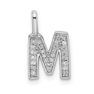 Image of 14K White Gold Diamond Letter M Initial Pendant PM8367M-009-WA