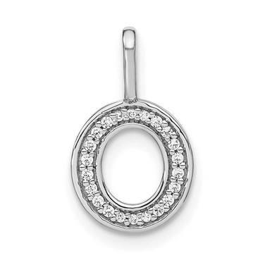 Image of 14K White Gold Diamond Lower Case Letter O Initial Pendant PM8368O-007-WA