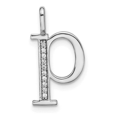 Image of 14K White Gold Diamond Lower Case Letter P Initial Pendant PM8366P-004-WA