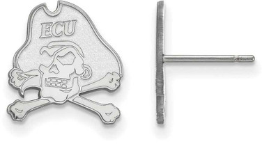 Image of 14K White Gold East Carolina University Small Post Earrings by LogoArt 4W009ECU