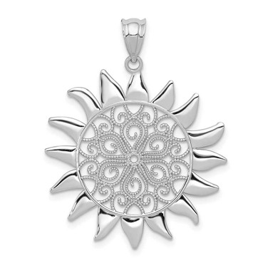 Image of 14K White Gold Filigree Sun Pendant