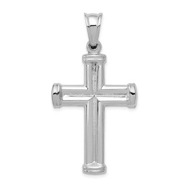 Image of 14K White Gold Hollow Cross Pendant D3209