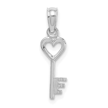 Image of 14K White Gold Key w/ Heart Pendant