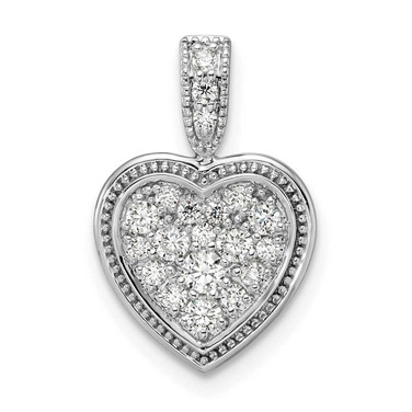 Image of 14K White Gold Lab Grown Diamond SI1/SI2, G H I, Framed Heart Pendant