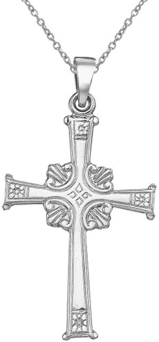 Image of 14K White Gold Large Cross Pendant (Chain NOT included)