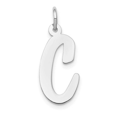 Image of 14K White Gold Large Script Initial C Charm