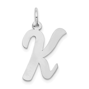 Image of 14K White Gold Large Script Initial K Charm