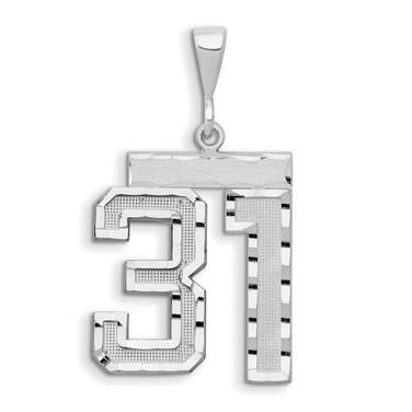 Image of 14K White Gold Large Shiny-Cut Number 31 Pendant