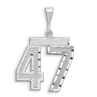 Image of 14K White Gold Large Shiny-Cut Number 47 Pendant