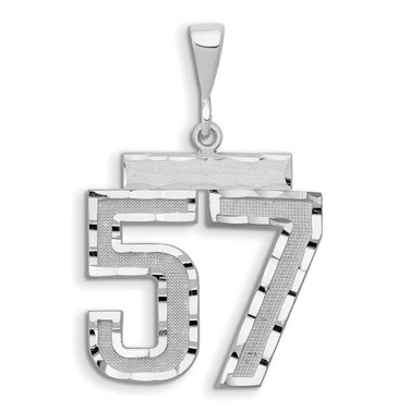 Image of 14K White Gold Large Shiny-Cut Number 57 Pendant