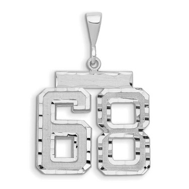 Image of 14K White Gold Large Shiny-Cut Number 68 Pendant