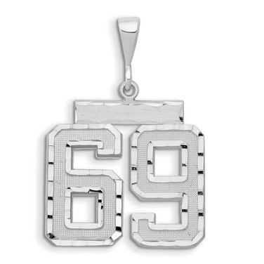 Image of 14K White Gold Large Shiny-Cut Number 69 Pendant