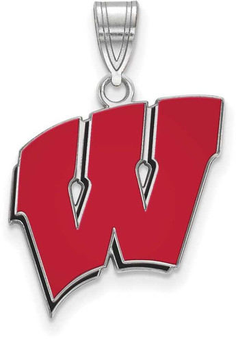 Image of 14k White Gold LogoArt University of Wisconsin Large Epoxied Pendant