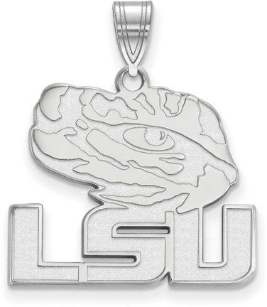 Image of 14K White Gold Louisiana State University Large Pendant by LogoArt (4W076LSU)