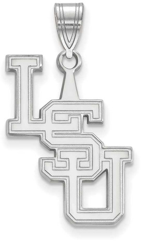 Image of 14K White Gold Louisiana State University Large Pendant by LogoArt (4W080LSU)