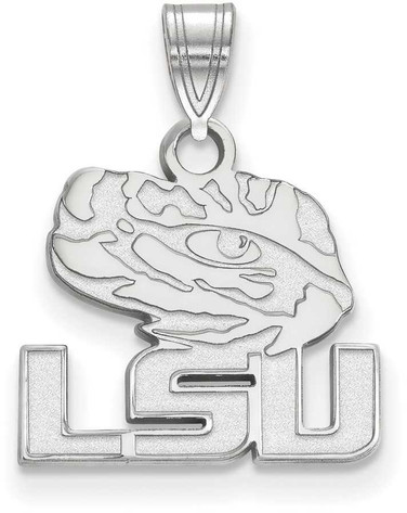 Image of 14K White Gold Louisiana State University Small Pendant by LogoArt (4W074LSU)