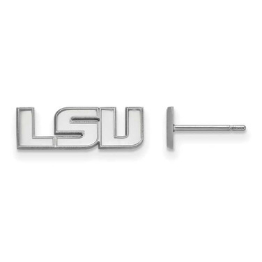 Image of 14K White Gold Louisiana State University X-Small Post Earrings LogoArt 4W082LSU
