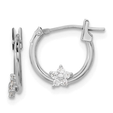 Image of 13.25mm 14K White Gold Madi K Polished CZ Star Hoop Earrings