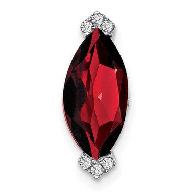 Image of 14K White Gold Marquise Garnet & Diamond Chain Slide Pendant PM7109-GA-004-WA