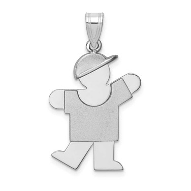 Image of 14K White Gold Medium Boy w/ Hat On Left Pendant XK316