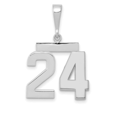 Image of 14K White Gold Medium Polished Number 24 Pendant