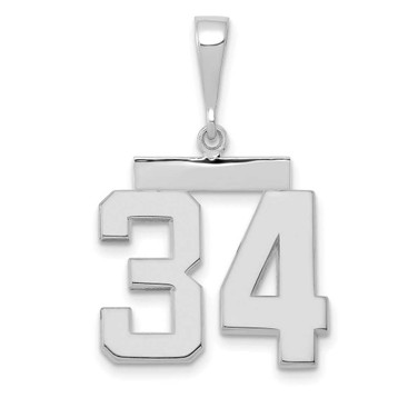 Image of 14K White Gold Medium Polished Number 34 Pendant