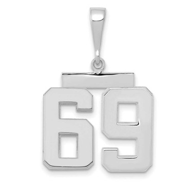 Image of 14K White Gold Medium Polished Number 69 Pendant