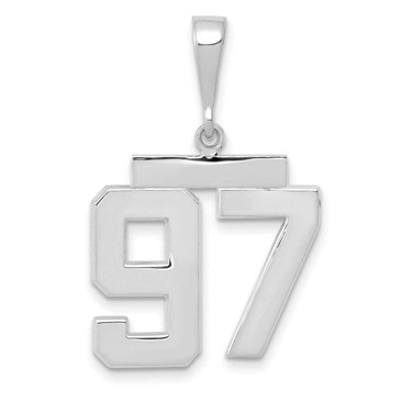 Image of 14K White Gold Medium Polished Number 97 Pendant