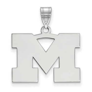 Image of 14K White Gold Michigan (University Of) Medium Pendant by LogoArt (4W003UM)
