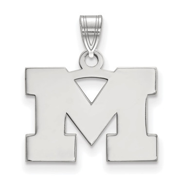 Image of 14K White Gold Michigan (University Of) Small Pendant by LogoArt (4W002UM)