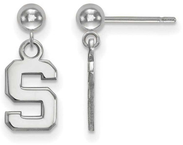 Image of 14K White Gold Michigan State University Earrings Dangle Ball by LogoArt