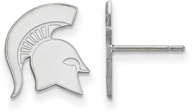 Image of 14K White Gold Michigan State University Small Post Earrings by LogoArt 4W051MIS Image of 14K White Gold Michigan State University Small Post Earrings by LogoArt 4W051MIS