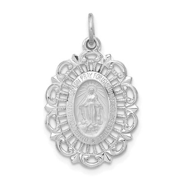 Image of 14K White Gold Miraculous Medal Solid Pendant