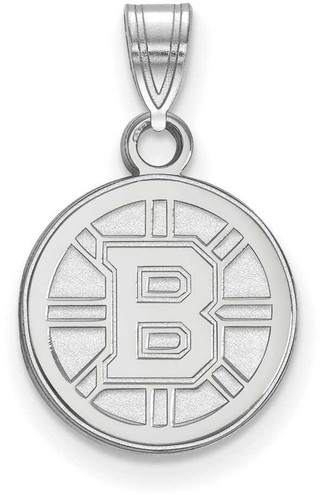 Image of 14K White Gold NHL Boston Bruins Small Pendant by LogoArt (4W002BRI)