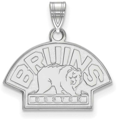 Image of 14K White Gold NHL Boston Bruins Small Pendant by LogoArt (4W039BRI)
