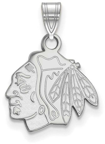 Image of 14K White Gold NHL Chicago Blackhawks Small Pendant by LogoArt (4W002BLA)