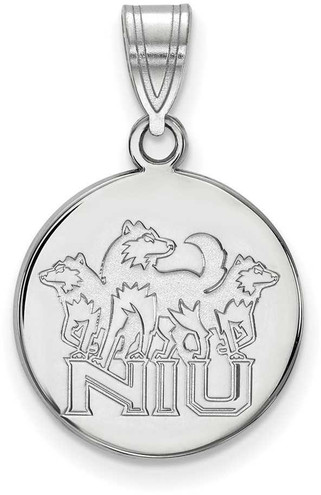 Image of 14K White Gold Northern Illinois University Medium Disc Pendant LogoArt 4W036NIU Image of 14K White Gold Northern Illinois University Medium Disc Pendant LogoArt 4W036NIU