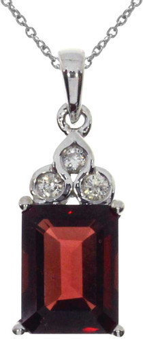 Image of 14K White Gold Octagon Garnet Pendant (Chain NOT included)