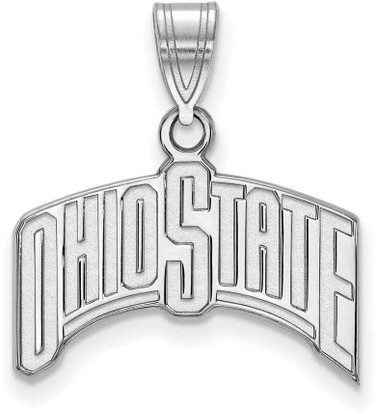 Image of 14K White Gold Ohio State University Large Pendant by LogoArt (4W069OSU)