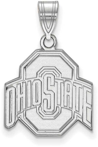 Image of 14K White Gold Ohio State University Medium Pendant by LogoArt (4W003OSU)