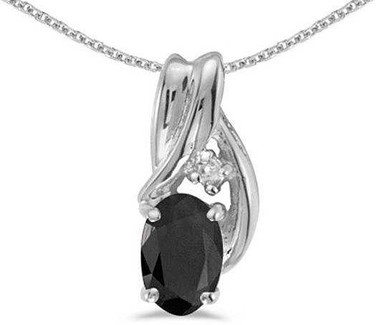 Image of 14k White Gold Oval Onyx And Diamond Pendant (Chain NOT included) (CM-P1861XW-OX)