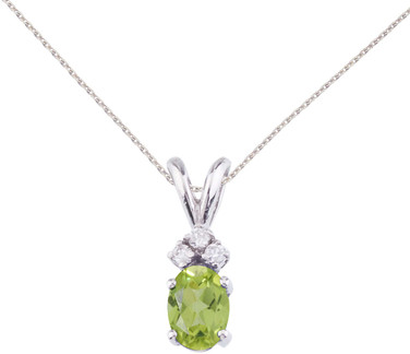 Image of 14K White Gold Oval Peridot & Diamond Pendant (Chain NOT included) P8024W-08