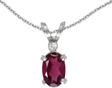 Image of 14k White Gold Oval Rhodolite Garnet And Diamond Filigree Pendant (Chain NOT included)