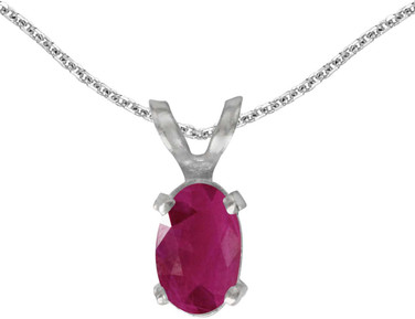 Image of 14k White Gold Oval Ruby Pendant (Chain NOT included)