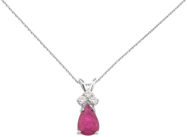 Image of 14K White Gold Pear-Shaped Ruby & .05ctw Diamond Pendant (Chain NOT included)