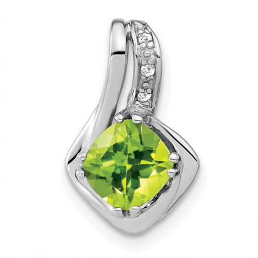 Image of 14K White Gold Peridot & Diamond Pendant PM7117-PE-002-WA