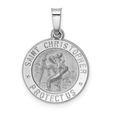Image of 14K White Gold Polished & Satin St. Christopher Medal Pendant XR1300