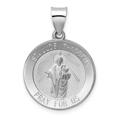 Image of 14K White Gold Polished & Satin St. Jude Thaddeus Medal Pendant XR1347