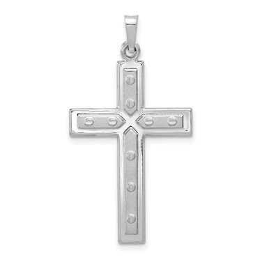Image of 14K White Gold Polished & Satin w/ Dots Cross Pendant